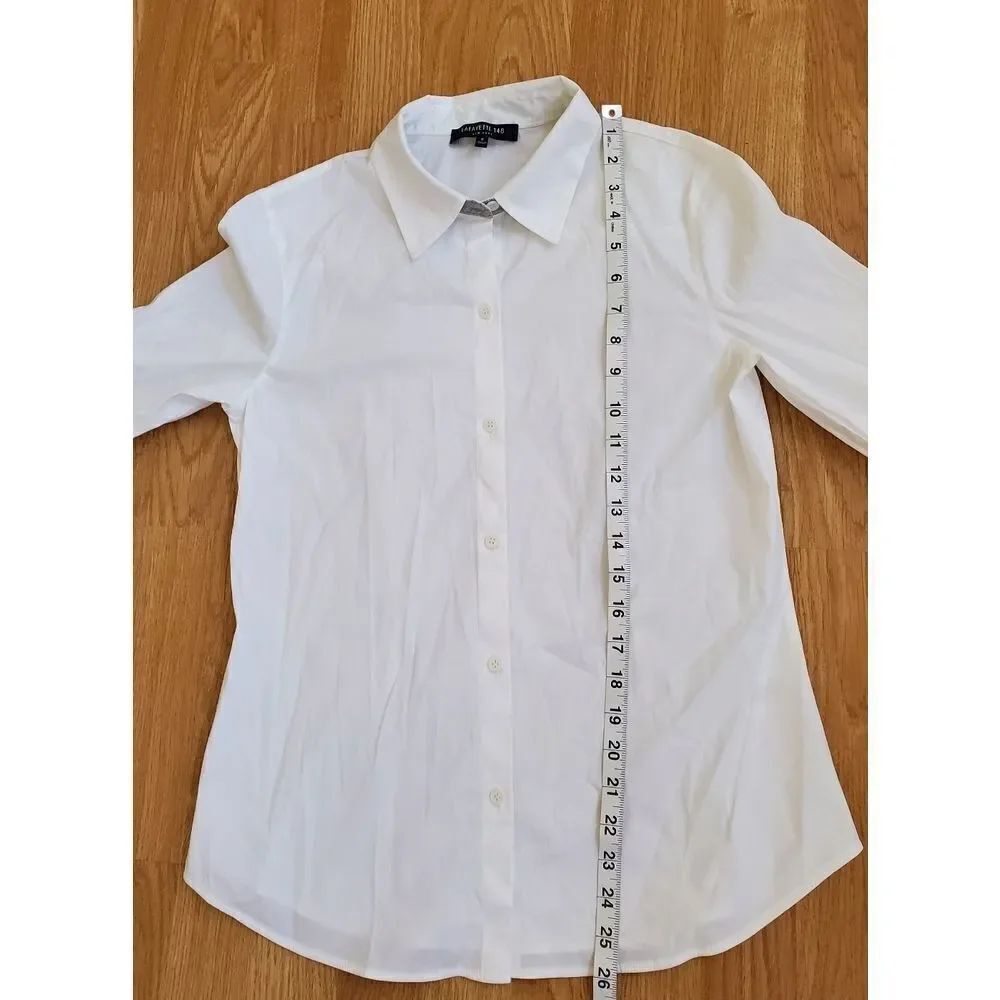 Lafayette 148 New York "Brody" White Blouse Sz S - Picture 9 of 12